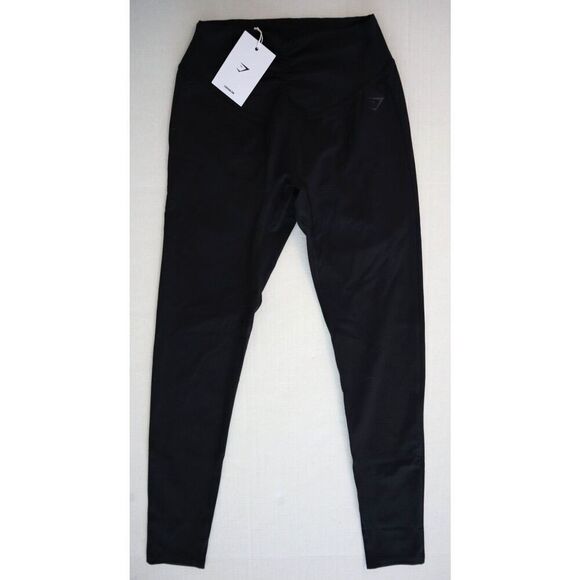 Gymshark B6A4D-BB2J-S-AM2 Women's Sz S Black High-Waisted Ruched Leggings - Picture 1 of 11